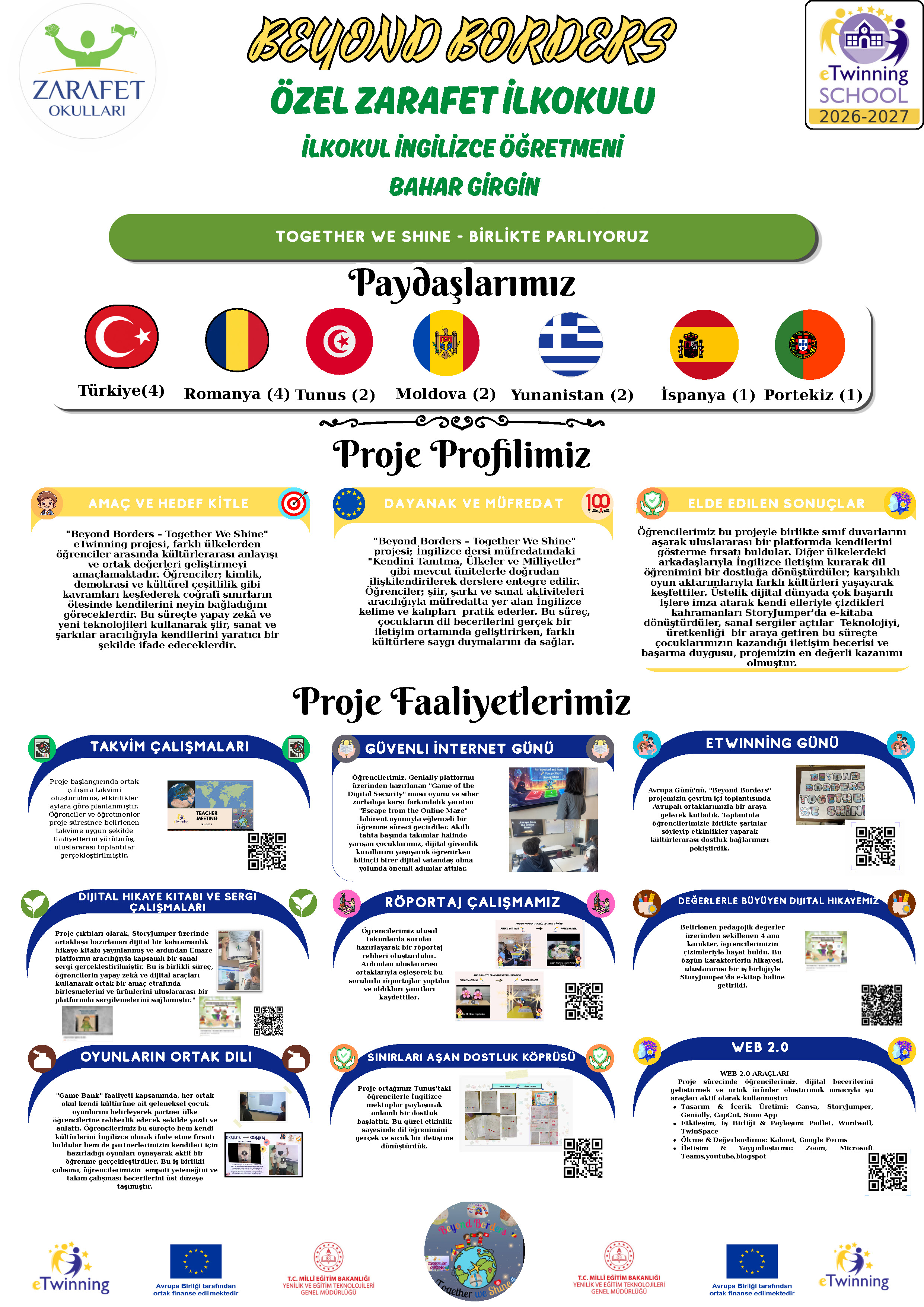 Uluslararası "Beyond Borders – Together We Shine" eTwinning projemiz